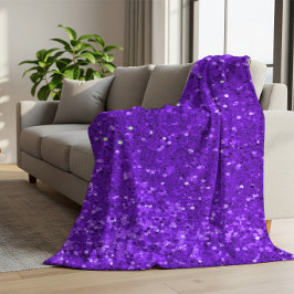 Diepe Paarse Glam Nep Glitter Patroon Fleece Deken