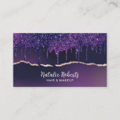 Diepe Paarse glitter druist goudgrijs-salon Visitekaartje (Voorkant)