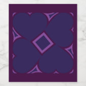 Diepe Paarse Harten Wijn Etiket (Enkel label)