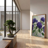 Diepe Paarse Hortensia Abstracte Kunstprint Poster