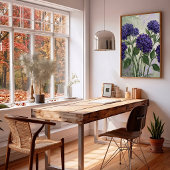 Diepe Paarse Hortensia Abstracte Kunstprint Poster