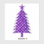 Diepe Paarse kerstboom met sterren Sticker (Vel)