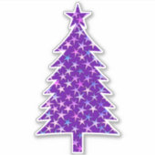 Diepe Paarse kerstboom met sterren Sticker (Voorkant)