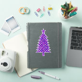 Diepe Paarse kerstboom met sterren Sticker (iPad Cover)