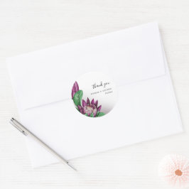 Diepe Paarse King Protea Waterverf Art Ronde Sticker