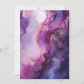 Diepe Paarse, Lavendel en Roos Gouden Inktbruiloft Kaart (Achterkant)