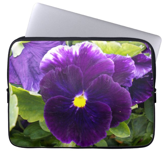 Diepe Paarse Pansies, Laptop Sleeve (Voorkant)