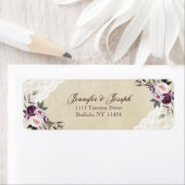 Diepe Paarse pioenen bloemenbruiloft Etiket (Insitu)