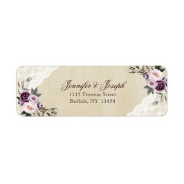 Diepe Paarse pioenen bloemenbruiloft Etiket