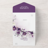 Diepe Paarse pioenrozen allemaal in één huwelijksu All In One Uitnodiging (Buitenkant)