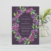 Diepe Paarse Pruim Eucalyptus Bruiloft Kaart (Staand voorkant)