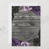 Diepe Paarse Rozen Rustic Wood Black Weddenschap Kaart (Achterkant)