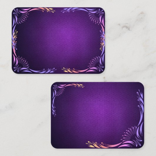 Diepe Paarse Sjabloon met grensontwerp op een Visitekaartje (Voorkant / Achterkant)