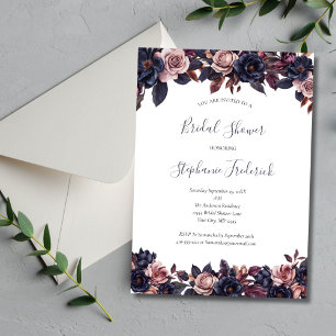 Diepe Paarse Stof Roze Stemming Bloemen Bruiloft Kaart
