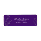 Diepe Paarse Tulp Silhouet | Retouradres Etiket (Voorkant)