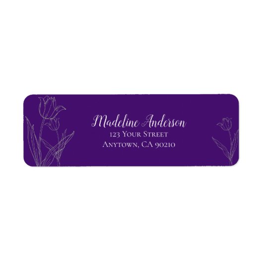 Diepe Paarse Tulp Silhouet | Retouradres Etiket (Voorkant)