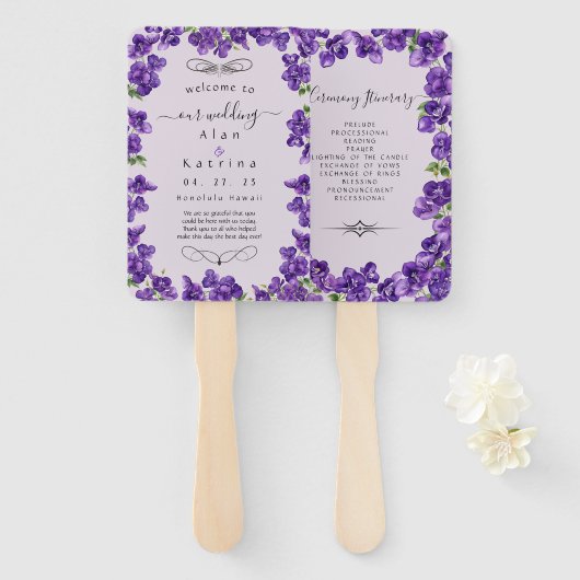 Diepe Paarse Violets Set van Fans Handwaaier (Voorkant en achterkant)