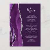 Diepe Paarse zilveren agaat bruiloft Menu (Voorkant)