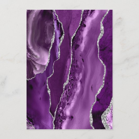 Diepe Paarse zilveren agaat bruiloft Menu (Achterkant)