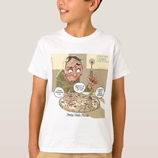 Diepe Pan Pizza Grappig Filosofisch T-shirt (Voorkant)