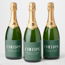 Diepe pijn decoratieve serif huwelijks Cheers Sparkling Wijnetiket