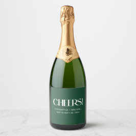 Diepe pijn decoratieve serif huwelijks Cheers Sparkling Wijnetiket