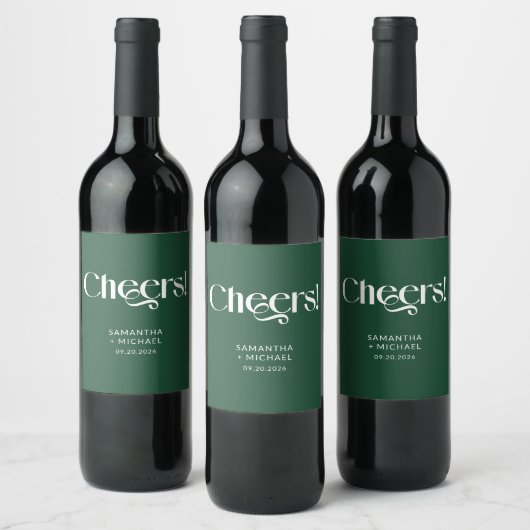 Diepe Pijn Sierlijke Serif Bruiloft Proost Wijn Etiket (Flessen)