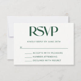 Diepe pijnboom decoratieve serif bruiloft RSVP kaartje