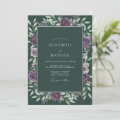 Diepe Plum Dahlia Bruiloft Kaart (Staand voorkant)