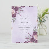Diepe Plum Ranunculus Eucalyptus Bruiloft Kaart (Staand voorkant)