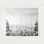 Diepe powder-bomen // Zwart-witte kiemen Wandkleed (Voorkant (horizontaal))