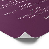 Diepe pruim elegante script bruiloft drankjes bar poster (Hoek)