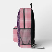 Diepe pruim en zacht roze Plaid gepersonaliseerd Bedrukte Rugzak (Rechts)