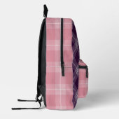 Diepe pruim en zacht roze Plaid gepersonaliseerd Bedrukte Rugzak (Links)