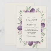 Diepe pruim fruitgrijs eucalyptus bruiloft kaart (Voorkant / Achterkant)