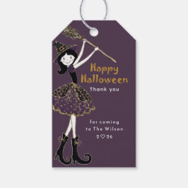Diepe pruim | Halloween Magische Bezem Cadeaulabel