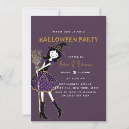 Diepe pruim | Halloween Magische Bezem Kaart