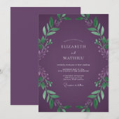 Diepe Pruim Loof Eucalyptus Bruiloft Kaart (Voorkant / Achterkant)