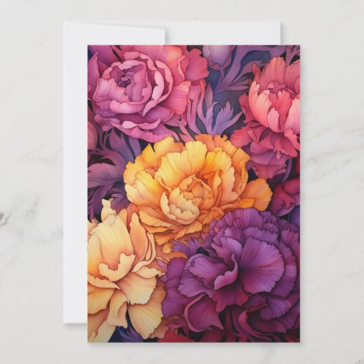 Diepe pruim met goudsbloem bloemenbruiloft kaart (Achterkant)