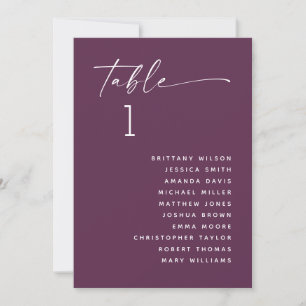 Diepe Pruim Minimalistische Trouwtafel Stoelenkaar Kaart