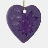 Diepe rietjes met deep Plum Poinsettia Ceramic O. Keramisch Ornament (Rechts)