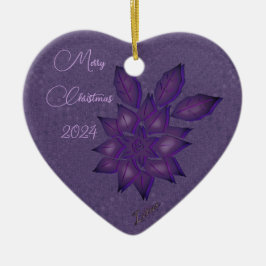 Diepe rietjes met deep Plum Poinsettia Ceramic O. Keramisch Ornament
