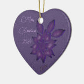 Diepe rietjes met deep Plum Poinsettia Ceramic O. Keramisch Ornament (Links)
