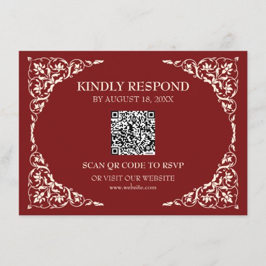 Diepe Robijnen QR RSVP Kaart (Voorkant)