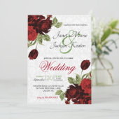 Diepe rode bloemen kaart (Staand voorkant)