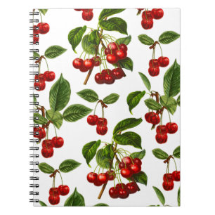 Diepe rode botanische Cherry Print Notebook Notitieboek