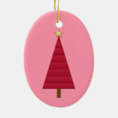 Diepe rode dampkast moderne kerstboom keramisch ornament (Achterkant)