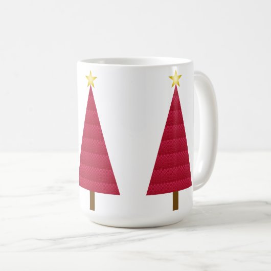 Diepe rode dampkast moderne kerstboom koffiemok (Voorkant rechts)