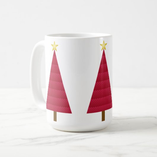 Diepe rode dampkast moderne kerstboom koffiemok (Voorkant links)