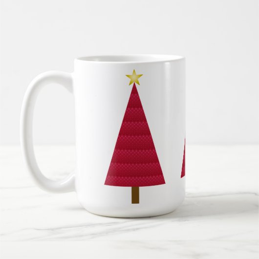 Diepe rode dampkast moderne kerstboom koffiemok (Links)